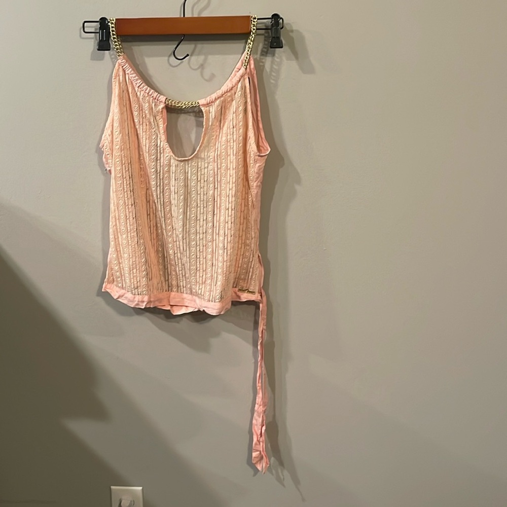 Peach Mesh Top with chain details